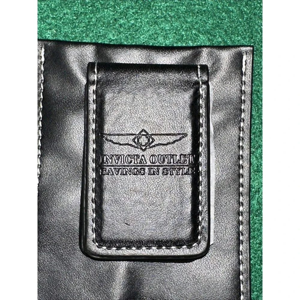 Invicta Men's Money Clip & Credit Card Holder – Black Faux Leather Slim Wallet